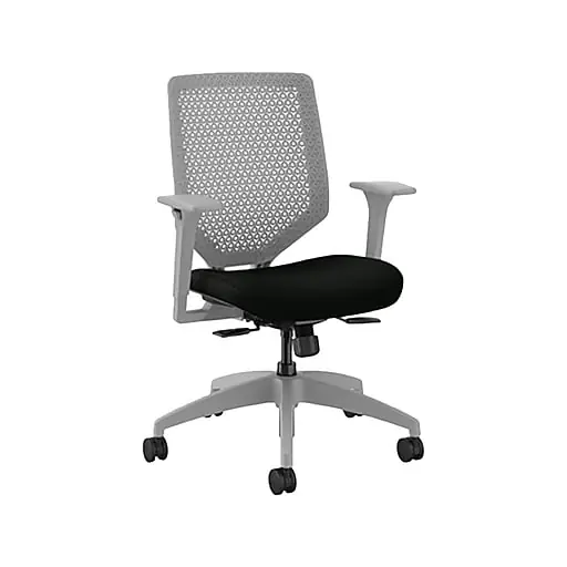 Top Pick HON Solve Ergonomic Vinyl Swivel Task Chair, Black/Titanium (HSLVTMR.Y1.A.H.TI.UR10.NL.SB.TI)