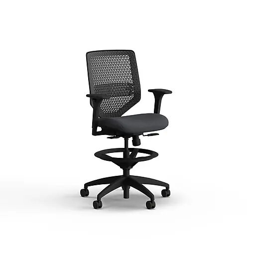 One Day Deal HON Solve ReActiv/Vinyl Drafting Chair with Backrest and Footrest, Charcoal/Basalt (HSLVSMR.Y1.A.H.0S.SX23.BL.SB.T)