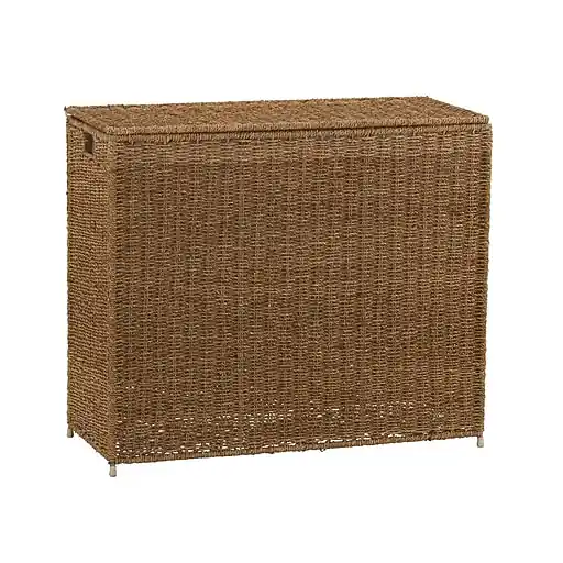 Household Essentials 3-Section Laundry Sorter with Lid, Natural Seagrass (ML-5445) Today Only