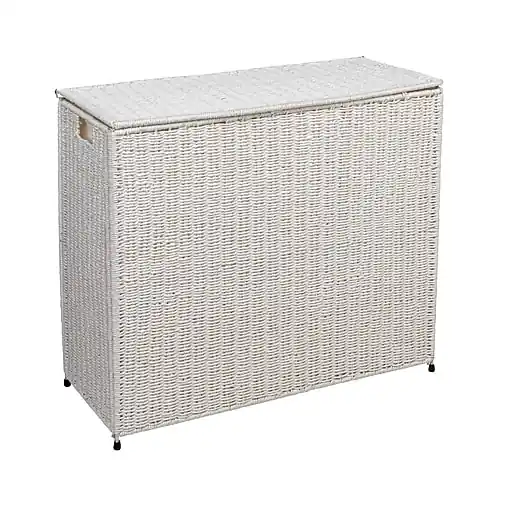 Household Essentials 3-Section Laundry Sorter with Lid, White (HE1107) Worldwide Shipping