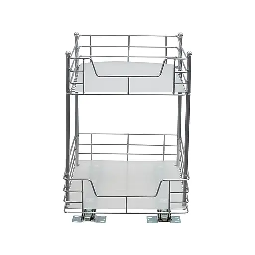 Deal Household Essentials Glidez Steel Two-Tier Storage Organizer, SIlver (25310-1)