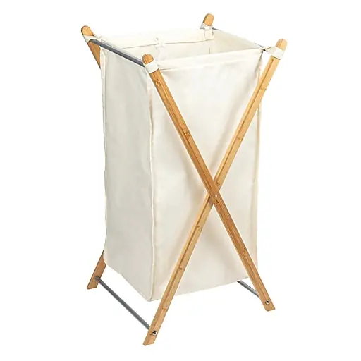 Must Have Household Essentials X-Frame Collapsible Hamper, Bamboo, Natural (HE1135)